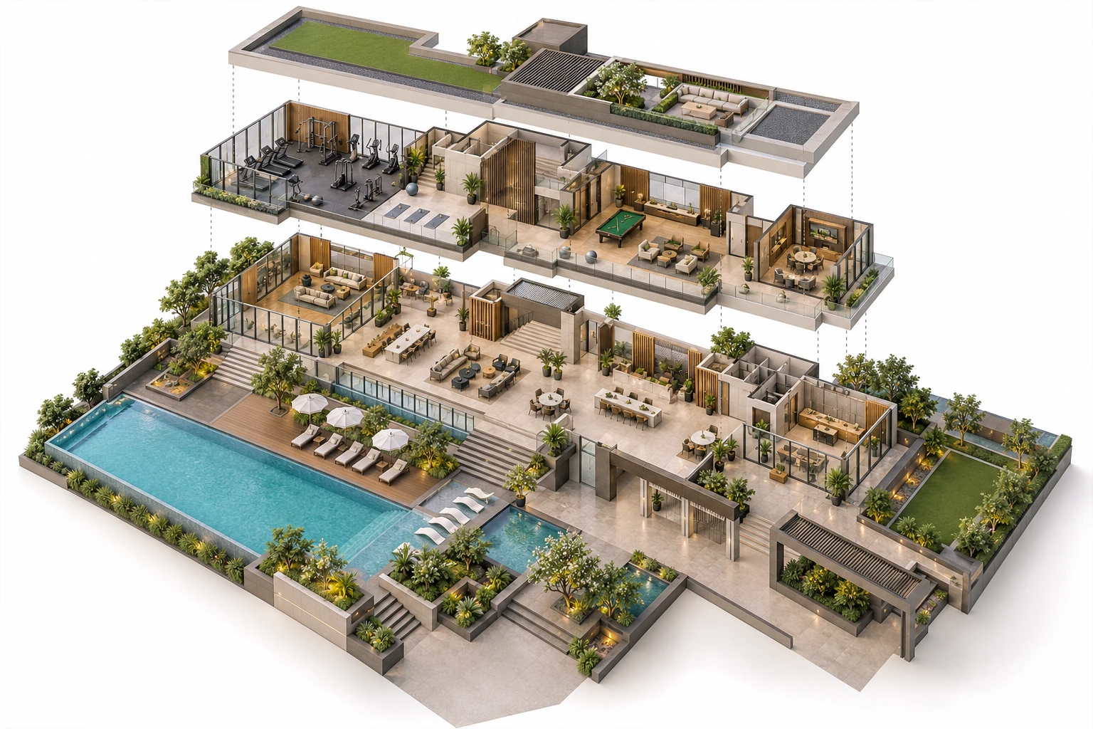 3D Exploded Site Plan concept study 8