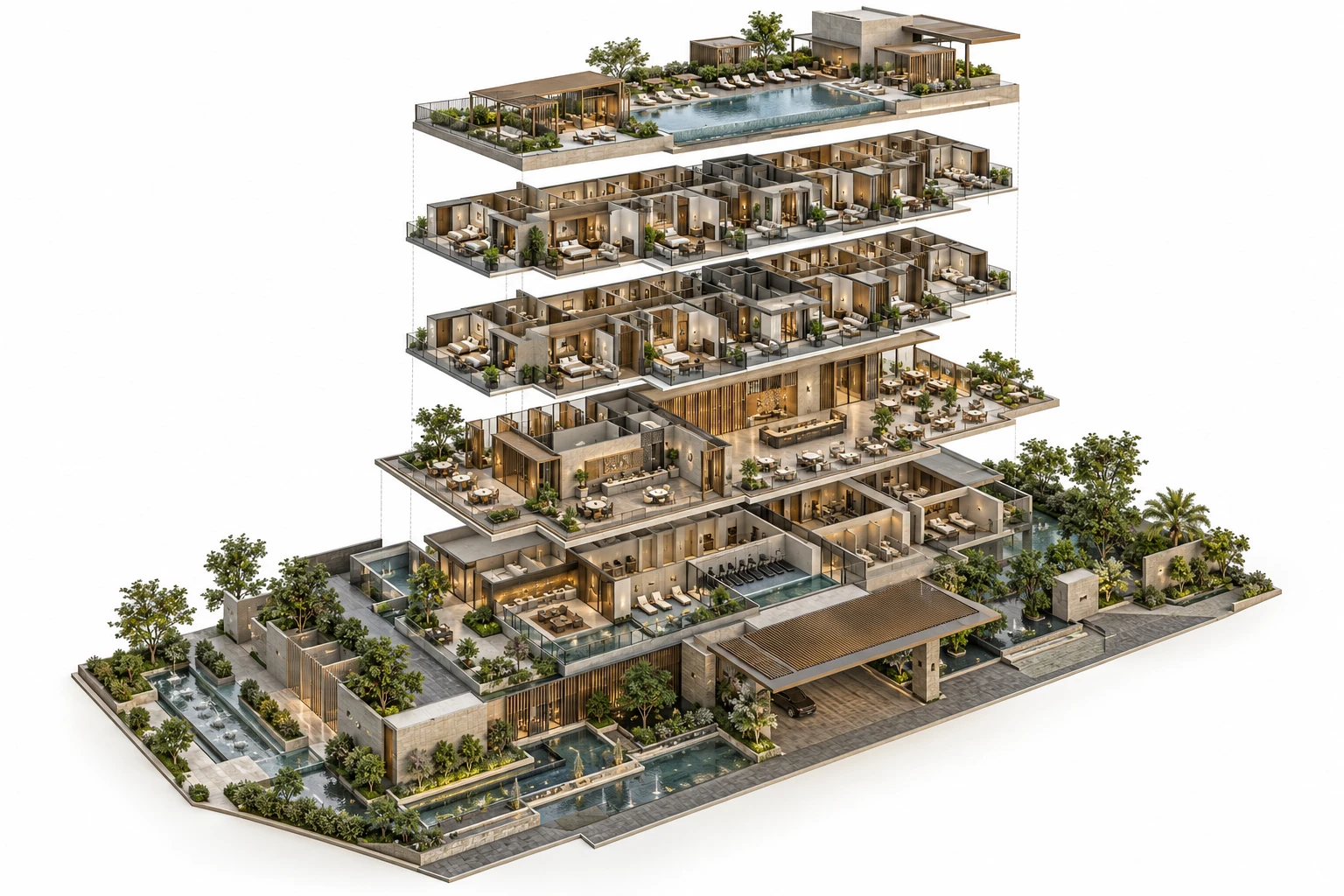 3D Exploded Site Plan concept study 11